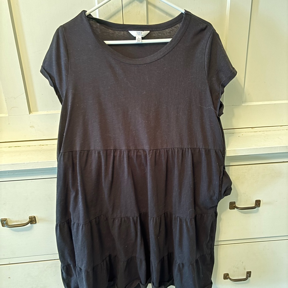 Casual Black Tiered Dress